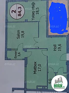 Satılır 2 otaqlı yeni tikili 85 m² — Bakı 2 otaq 85.00 m²