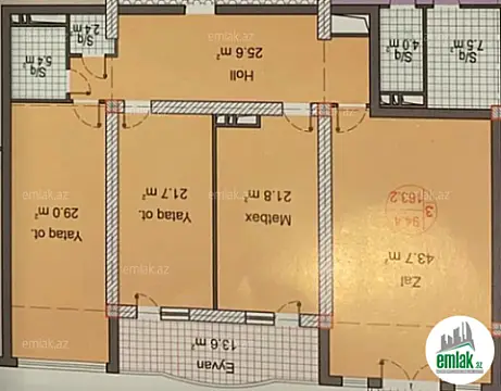Satılır 3 otaqlı yeni tikili 163.4 m² — Bakı 3 otaq 163.40 m²