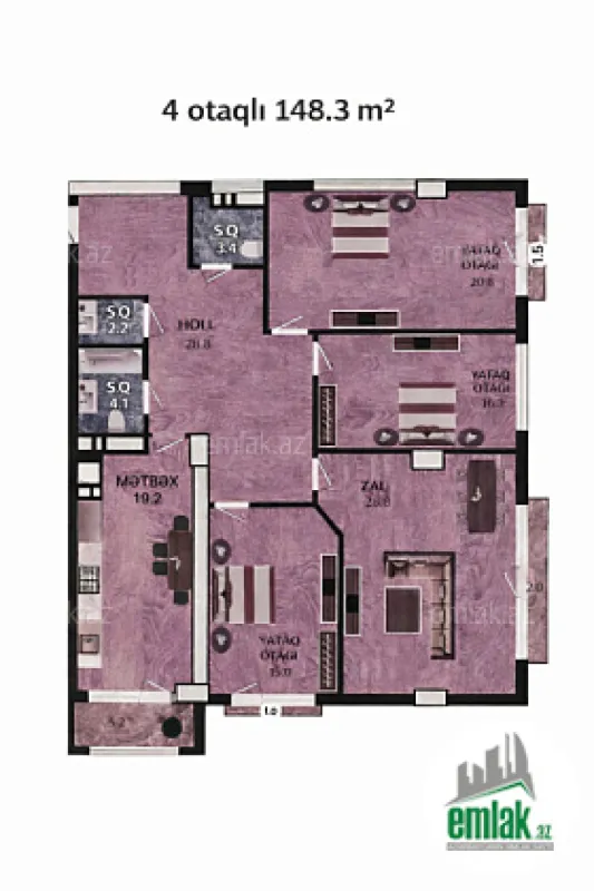 Satılır 4 otaqlı yeni tikili 148.3 m²