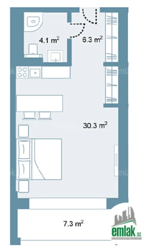 Satılır 1 otaqlı yeni tikili 56.8 m²