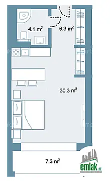 Satılır 1 otaqlı yeni tikili 56.8 m² — Bakı 1 otaq 56.80 m²