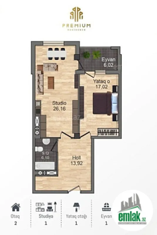 Satılır 2 otaqlı yeni tikili 72 m²