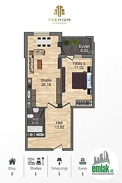 Satılır 2 otaqlı yeni tikili 72 m²