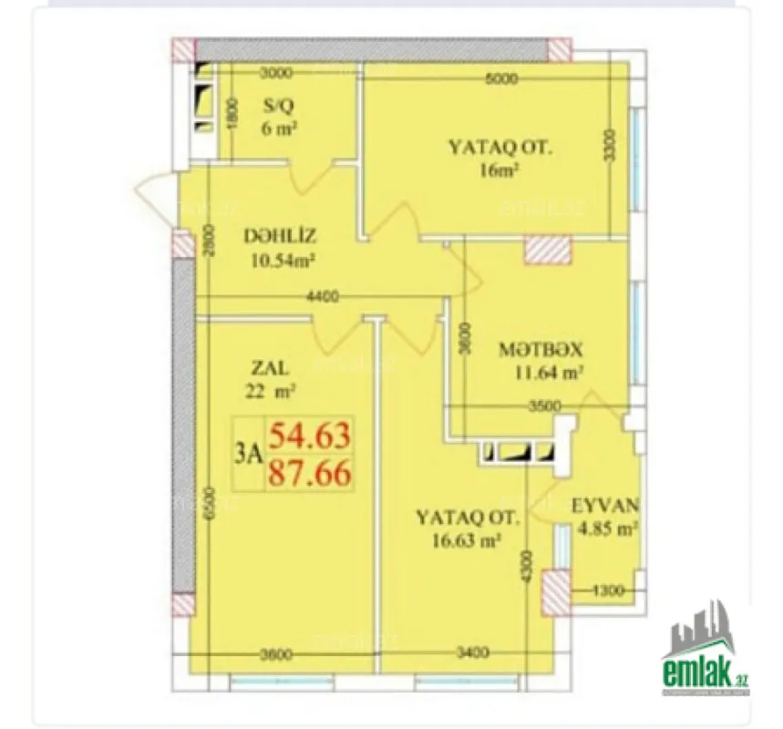 Satılır 3 otaqlı yeni tikili 87.66 m²