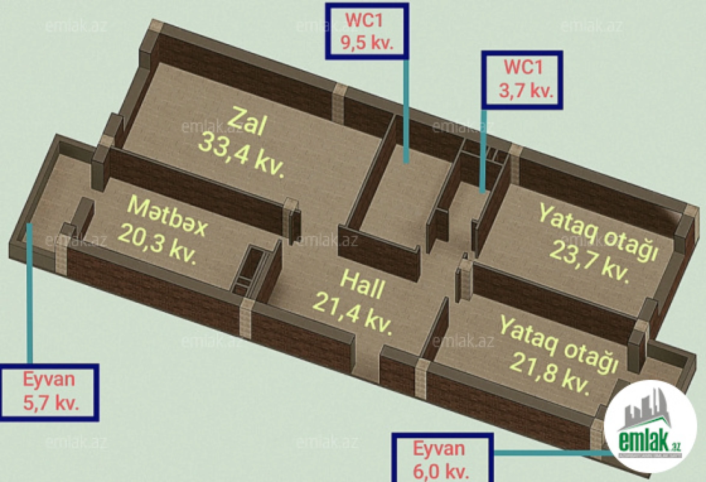 Satılır 3 otaqlı yeni tikili 146 m²