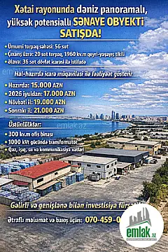 Satılır 11 otaqlı obyekt 1000 m² — Bakı 11 otaq 1000.00 m²