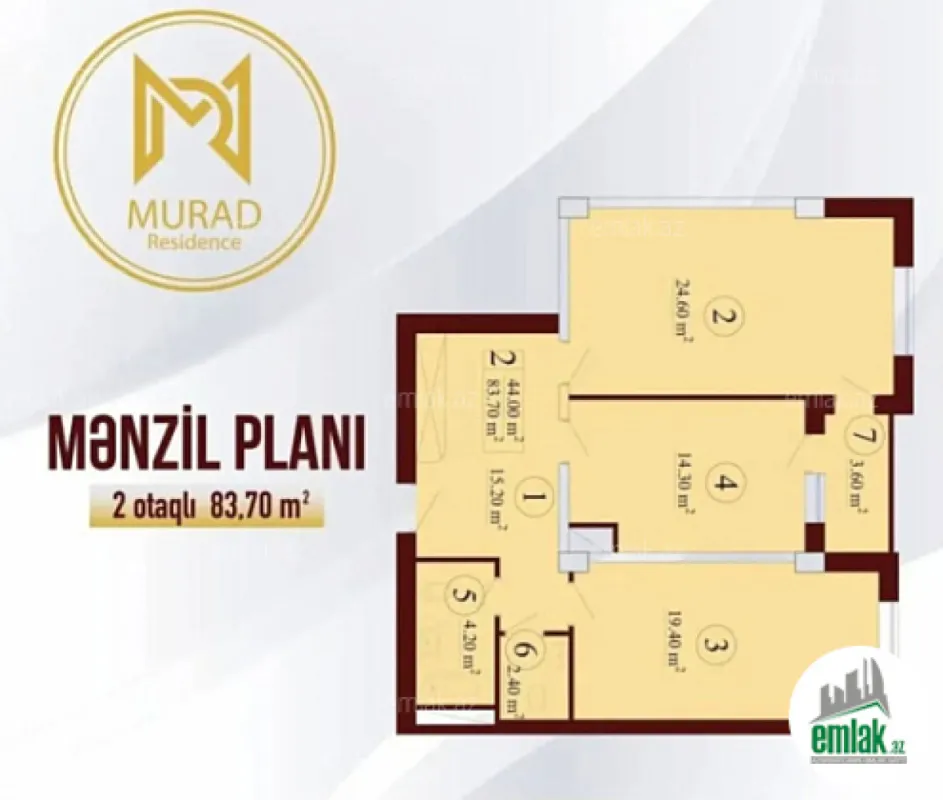 Satılır 2 otaqlı yeni tikili 84 m²