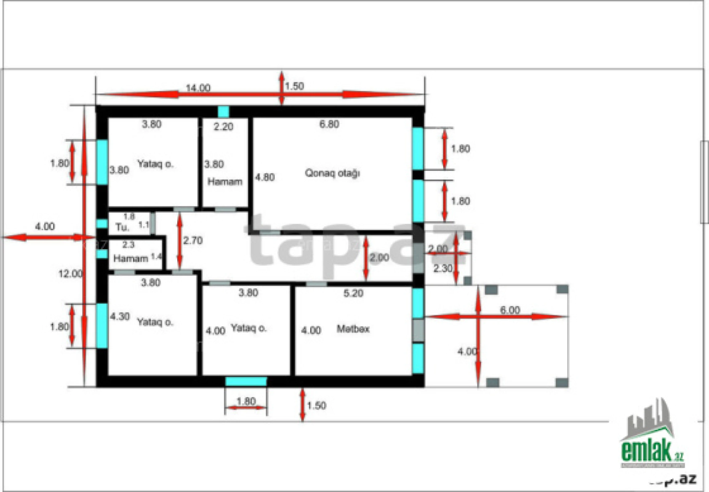 Satılır 4 otaqlı həyət evi 170 m²