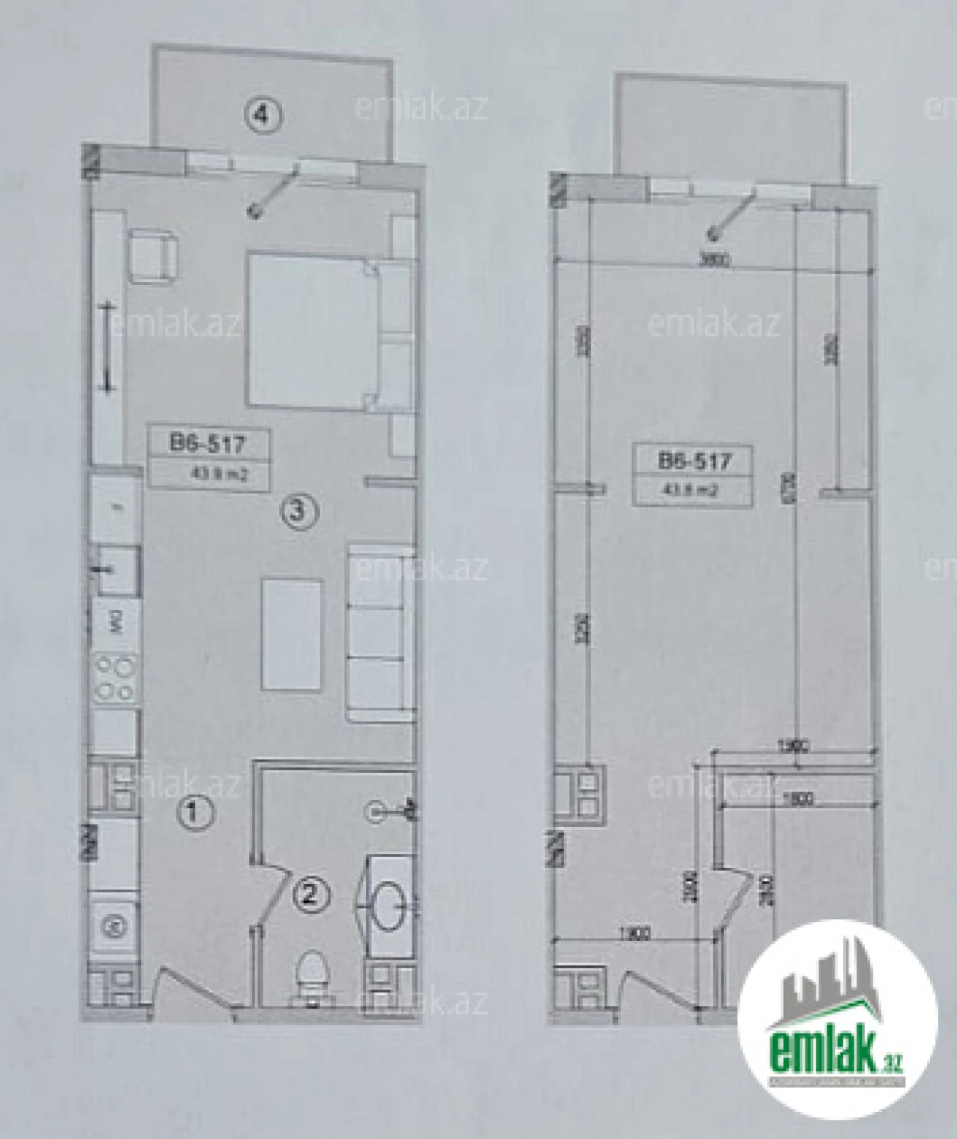 Satılır 2 otaqlı yeni tikili 44 m²