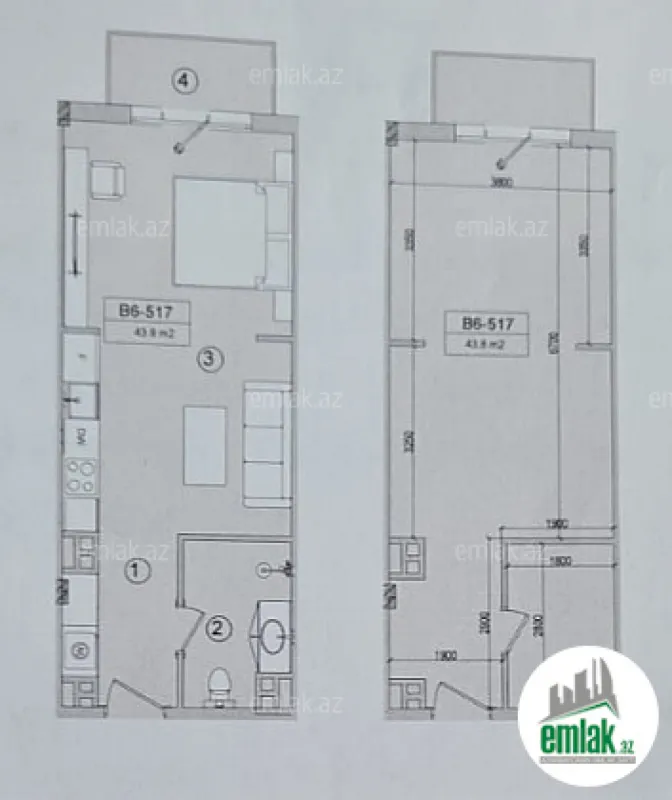 Satılır 2 otaqlı yeni tikili 44 m²