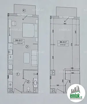 Satılır 2 otaqlı yeni tikili 44 m²
