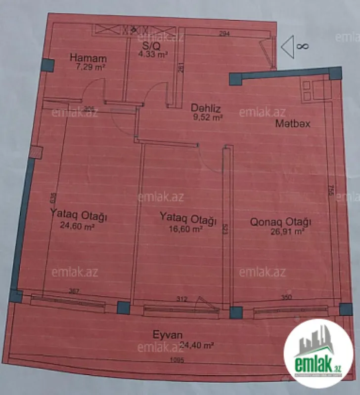 Satılır 3 otaqlı yeni tikili 114 m²