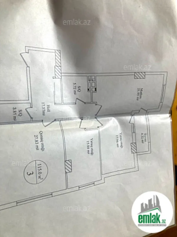 Satılır 3 otaqlı yeni tikili 115 m²