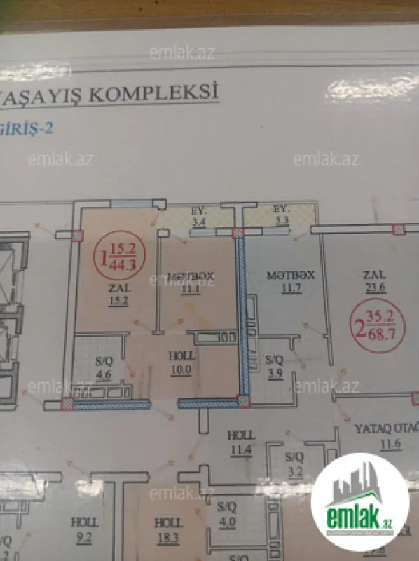 Satılır 1 otaqlı yeni tikili 44.3 m²