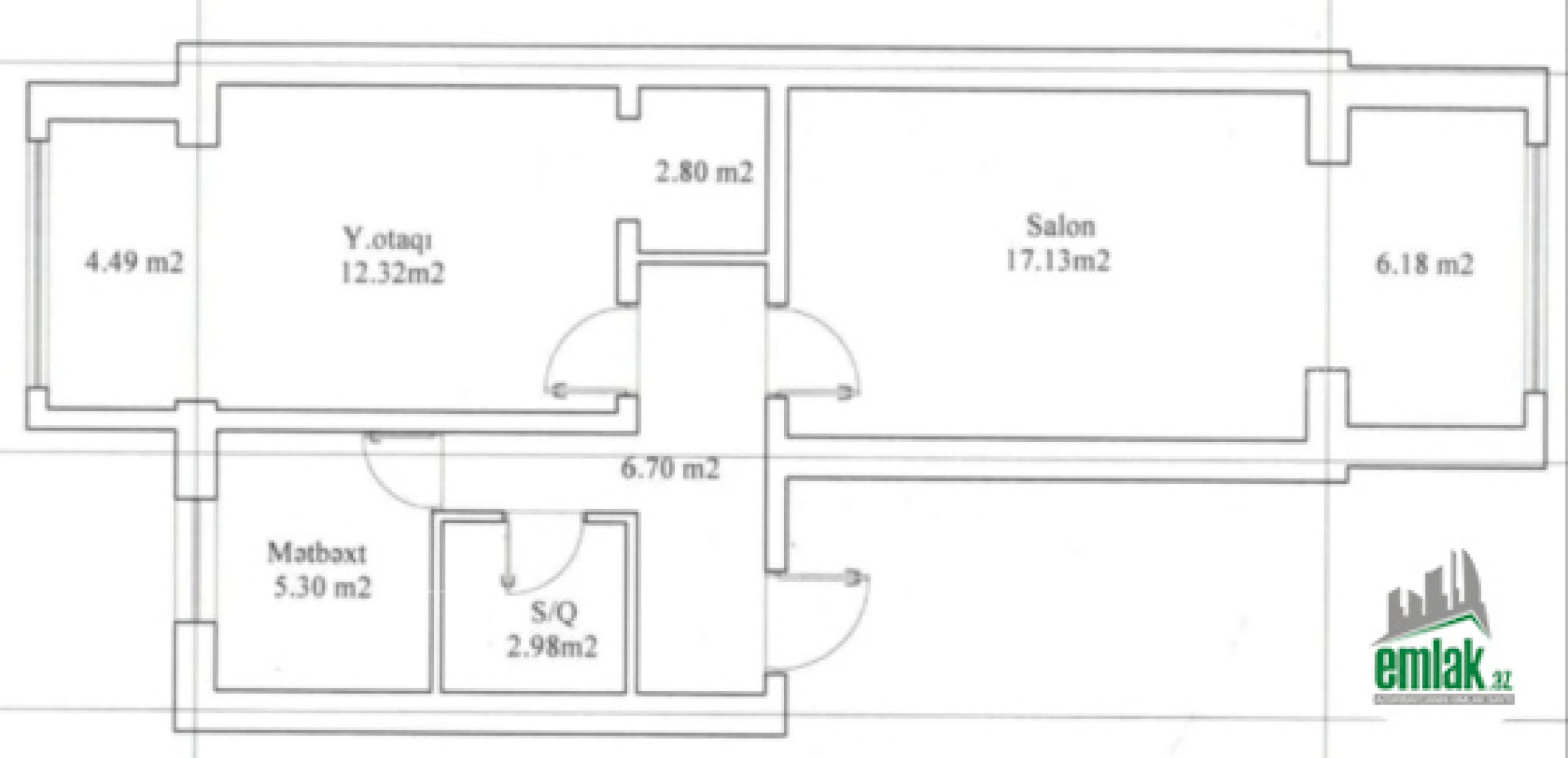 Satılır 2 otaqlı köhnə tikili 65 m²