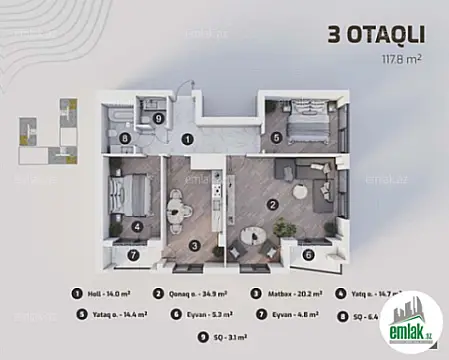 Satılır 3 otaqlı yeni tikili 118 m²