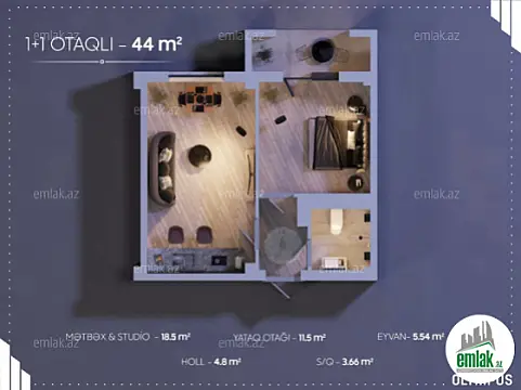 Satılır 2 otaqlı yeni tikili 55 m²