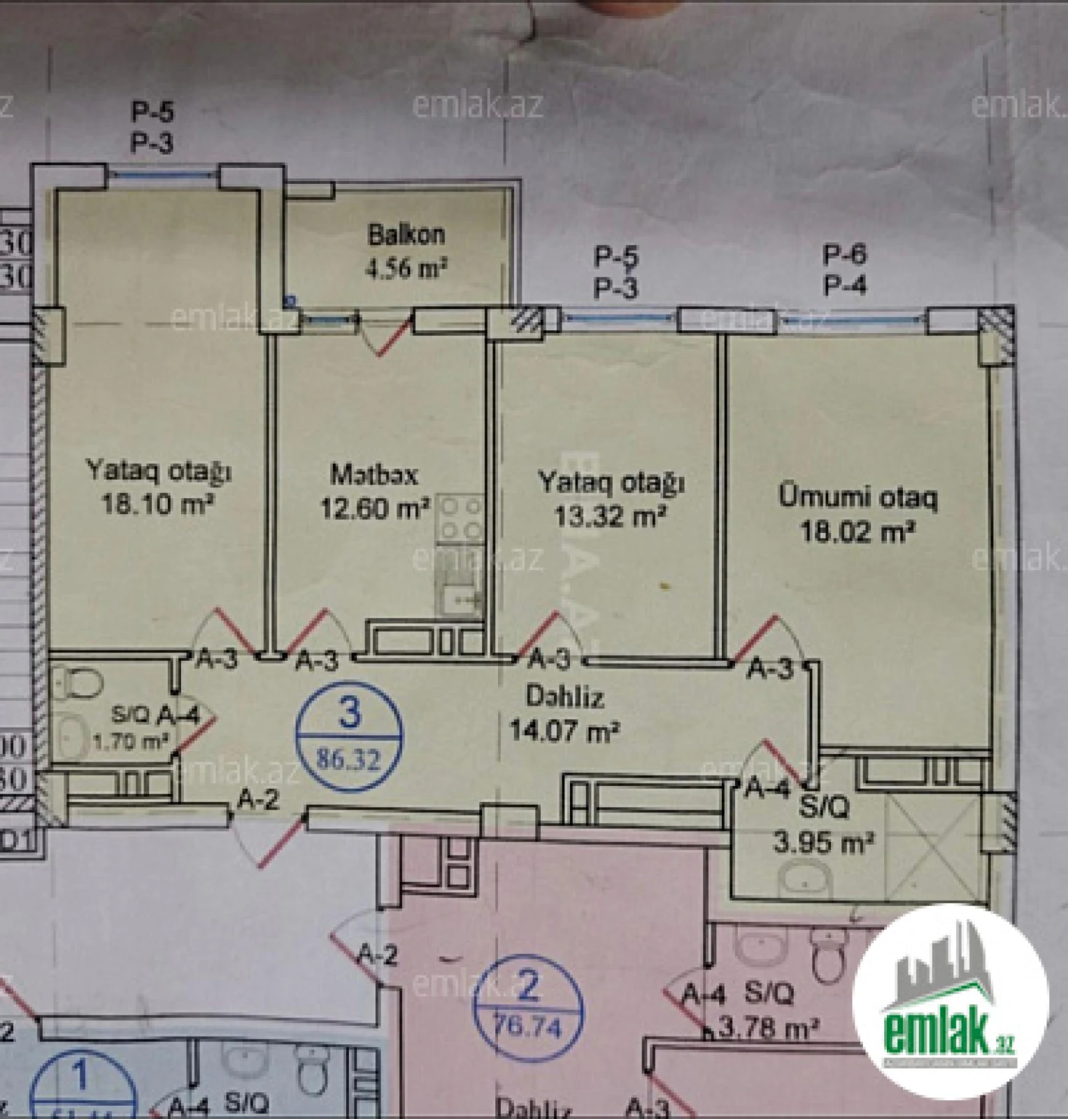 Satılır 3 otaqlı yeni tikili 86.3 m²