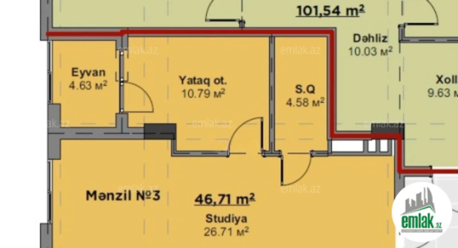 Satılır 2 otaqlı yeni tikili 50 m²