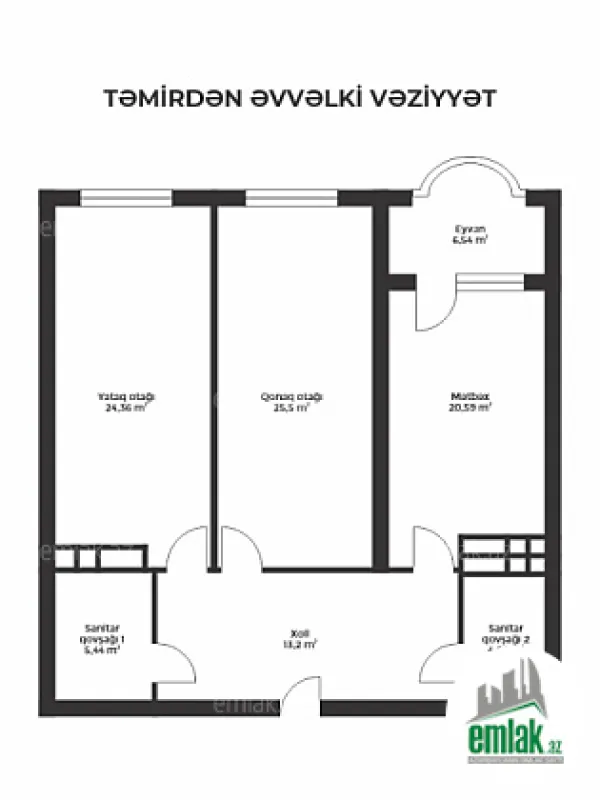 Satılır 3 otaqlı yeni tikili 101 m²