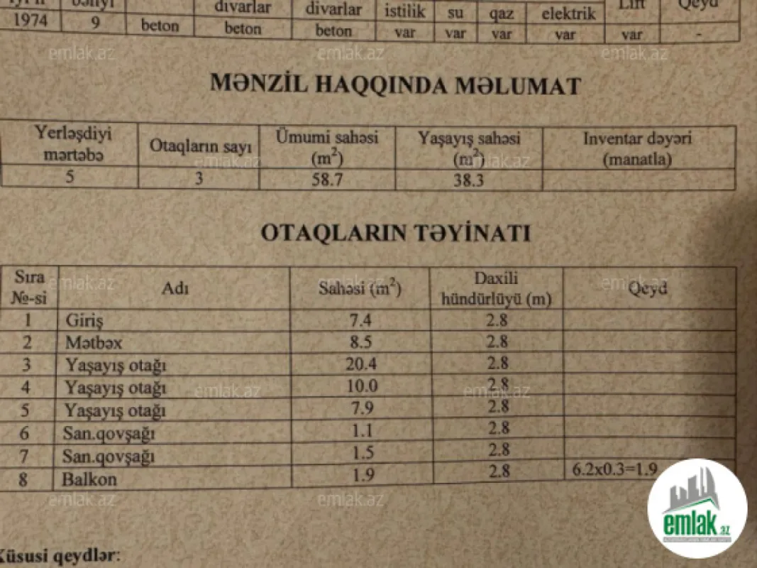 Satılır 3 otaqlı köhnə tikili 60 m²