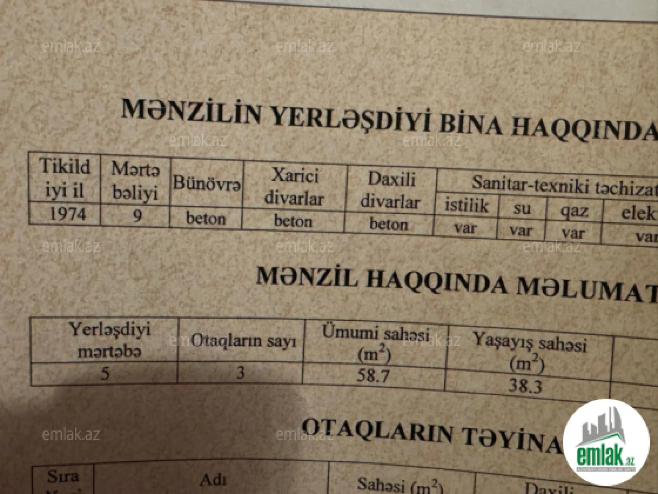 Satılır 3 otaqlı köhnə tikili 60 m²