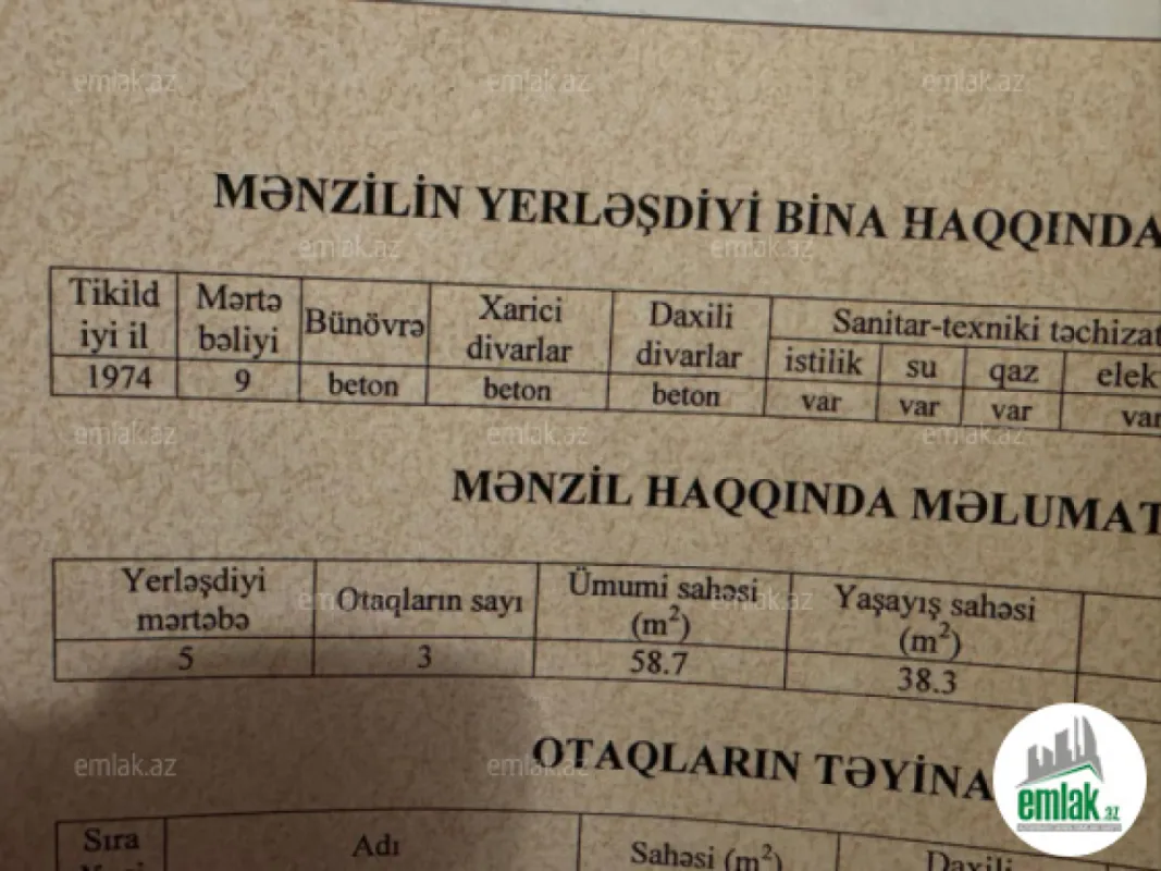 Satılır 3 otaqlı köhnə tikili 60 m²