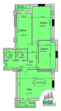 Satılır 3 otaqlı yeni tikili 118 m²