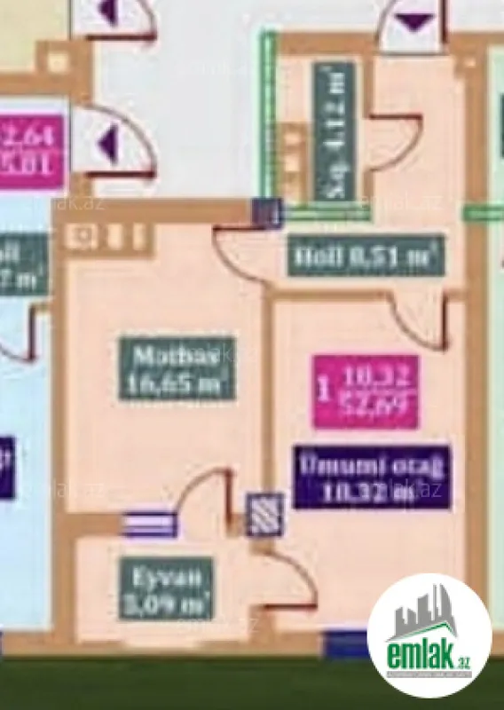 Satılır 2 otaqlı yeni tikili 55 m²