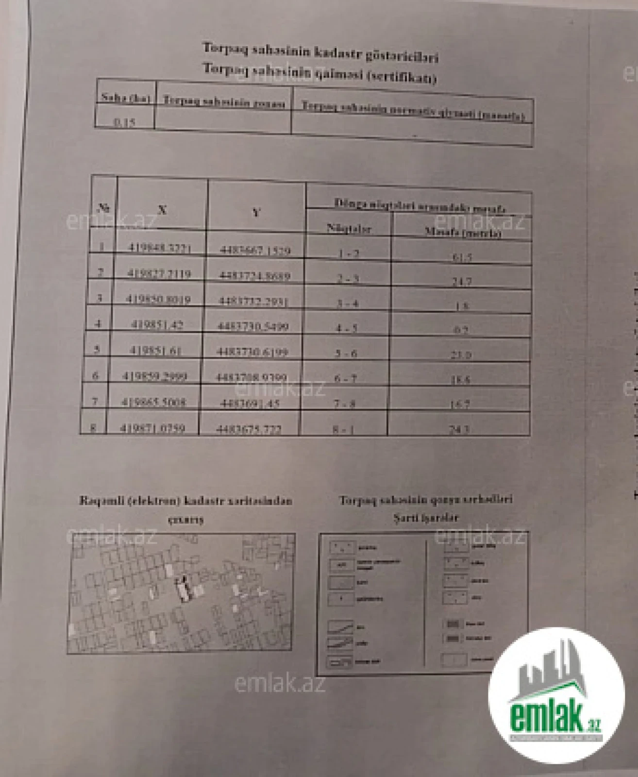 Satılır torpaq sahəsi 15 m²