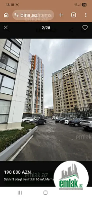 Satılır 3 otaqlı yeni tikili 66 m²