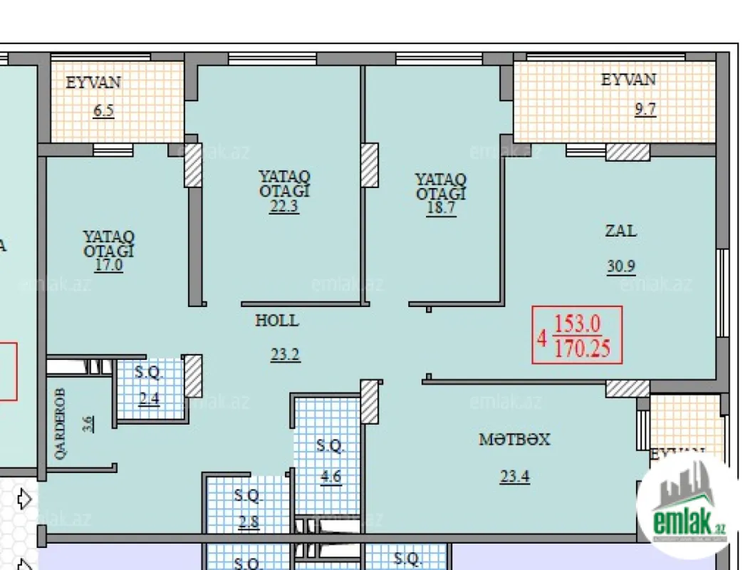 Satılır 4 otaqlı yeni tikili 171 m²