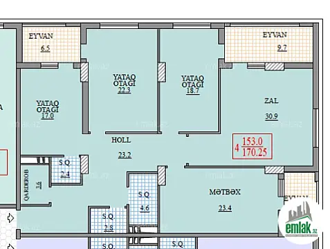 Satılır 4 otaqlı yeni tikili 171 m² — Bakı, İnşaatçılar 4 otaq 171.00 m²