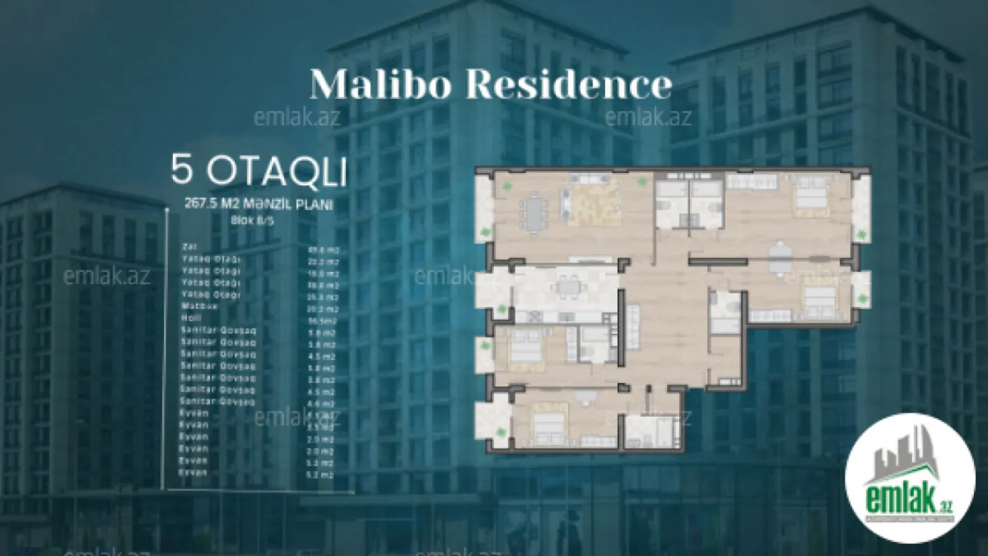 Satılır 5 otaqlı yeni tikili 267.5 m²