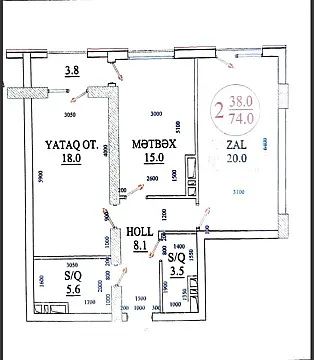 Satılır 2 otaqlı yeni tikili 74 m²