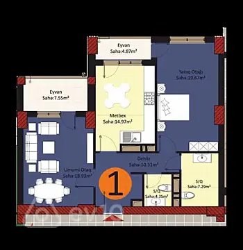 Satılır 2 otaqlı yeni tikili 88 m²