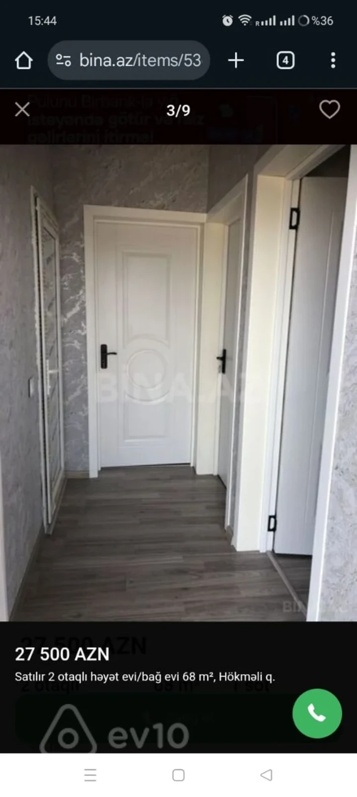 Satılır 2 otaqlı həyət evi 65 m²