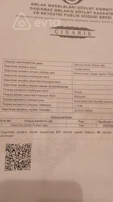 Satılır torpaq sahəsi