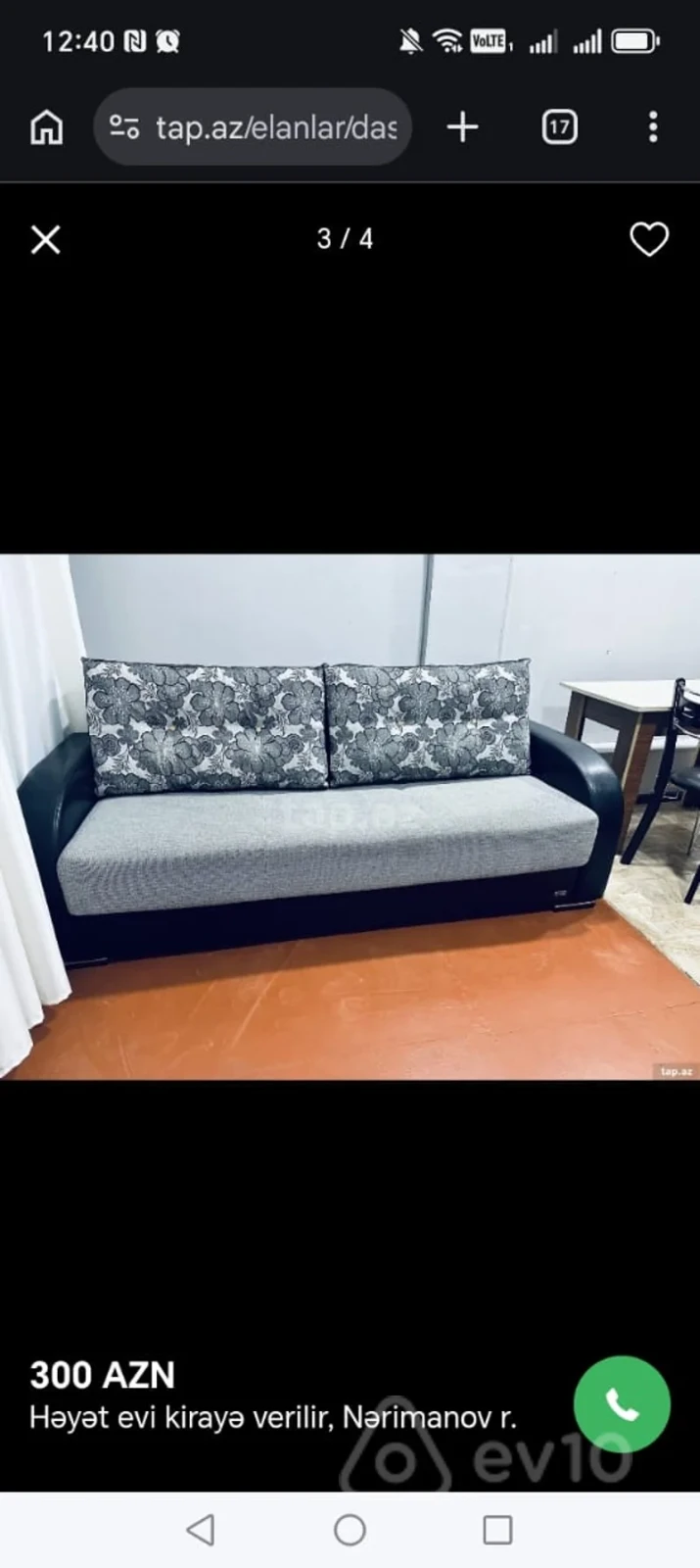 Kirayə verilir 1 otaqlı həyət evi 25 m²