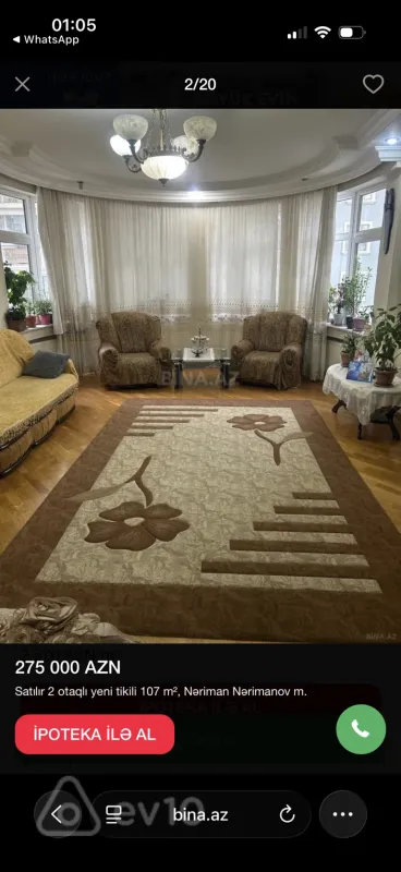 Satılır 2 otaqlı yeni tikili 107 m²