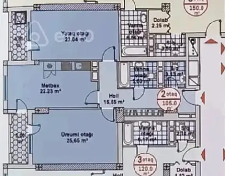 Satılır 2 otaqlı yeni tikili 105 m²