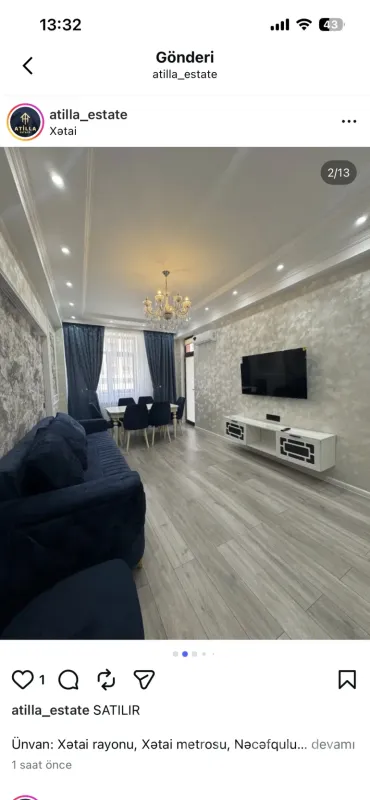 Kirayə verilir 2 otaqlı yeni tikili 65 m²