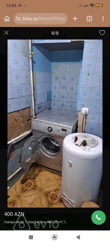 Kirayə verilir 1 otaqlı köhnə tikili 26 m²