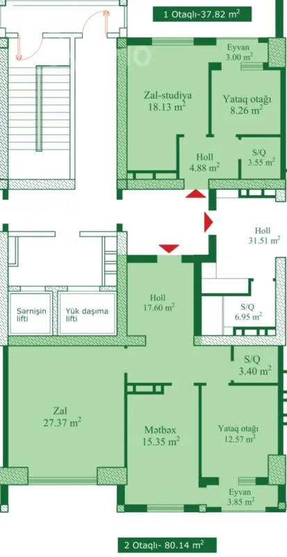Satılır 2 otaqlı yeni tikili 80.1 m²