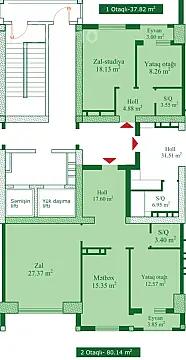 Satılır 2 otaqlı yeni tikili 80.1 m²
