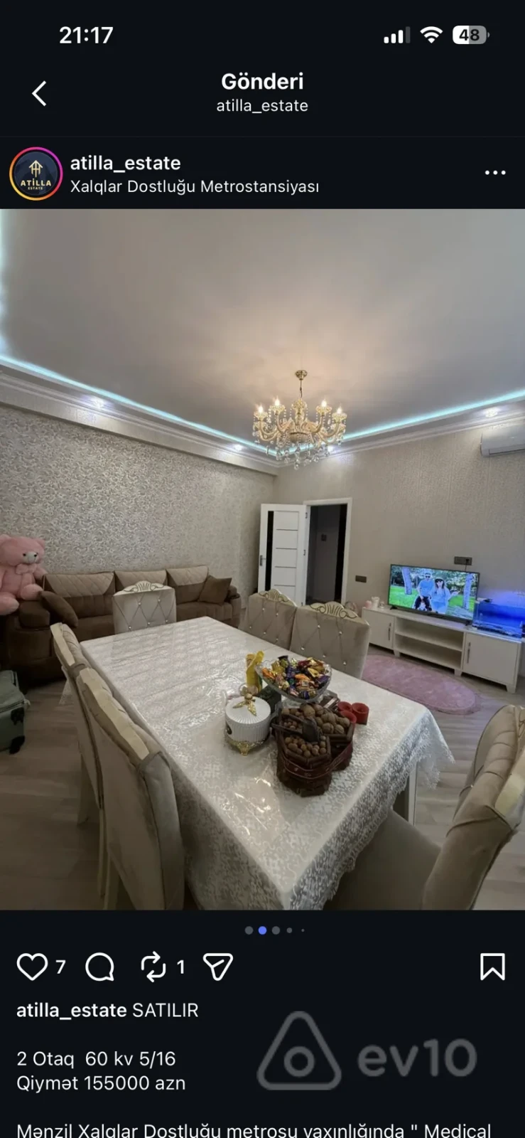 Kirayə verilir 2 otaqlı yeni tikili 65 m²