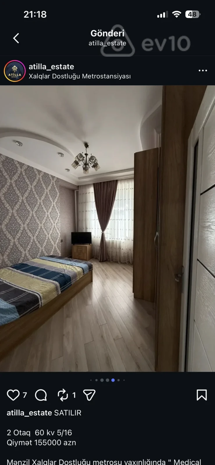 Kirayə verilir 2 otaqlı yeni tikili 65 m²