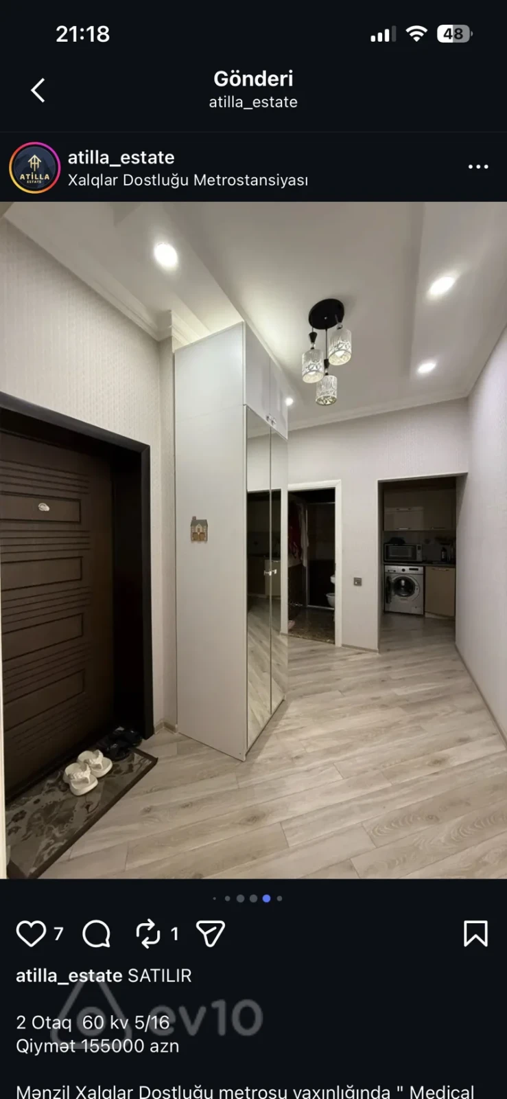 Kirayə verilir 2 otaqlı yeni tikili 65 m²