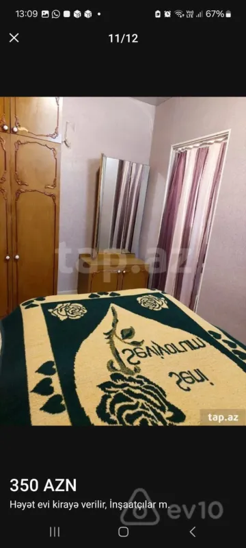 Kirayə verilir 2 otaqlı həyət evi 45 m²