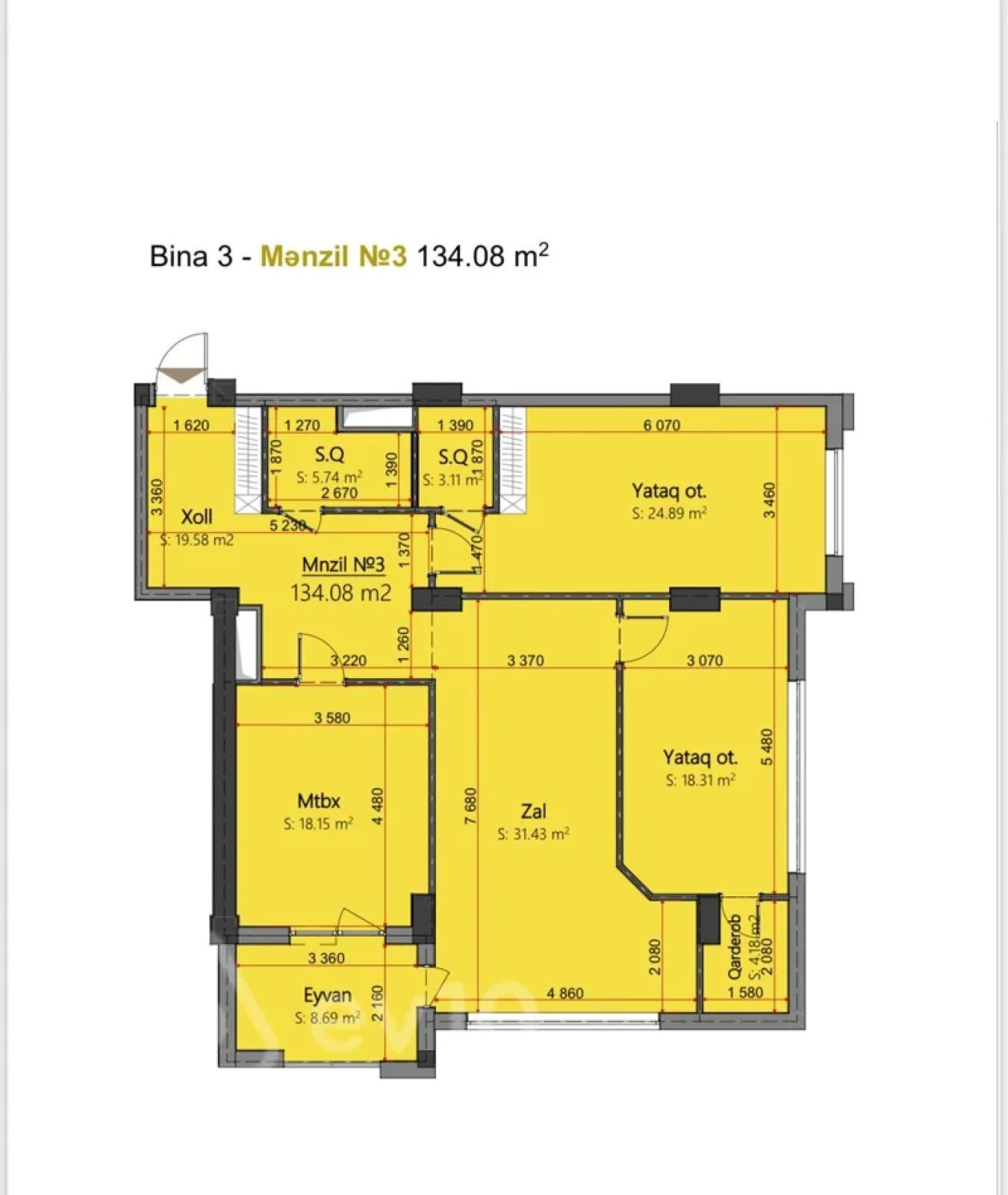 Satılır 3 otaqlı yeni tikili 140 m²